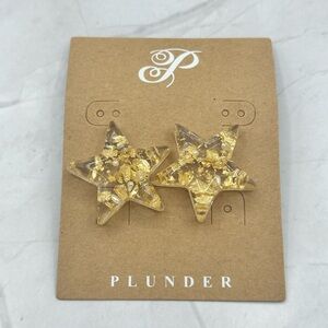 Large Gold Star Post Earrings Resin Glitter Star Earrings Trendy Statement Studs